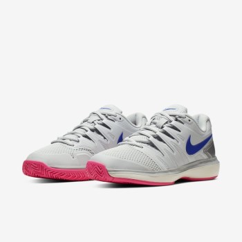 Nike Court Air Zoom Prestige - Női Teniszcipő - Platina/Metal Platina/Rózsaszín/Kék